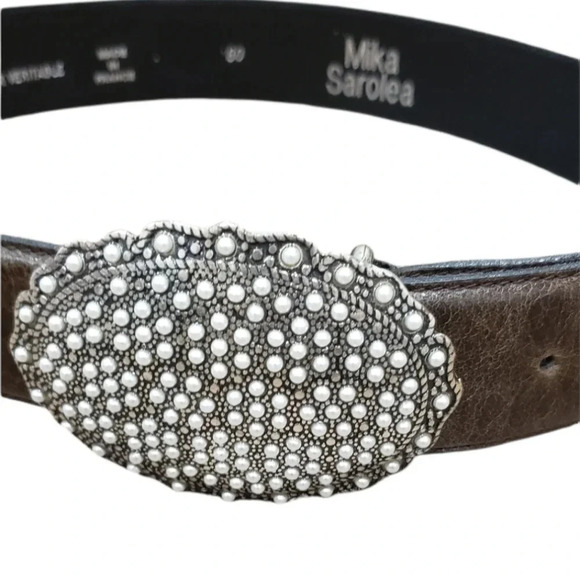 Mika Sarolea Brown Jewel Leather Belt - Picture 2 of 3
